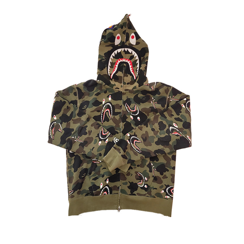 BAPE 1st Camo Shark Relaxed Full Zip Hoodie Kaki (XL)