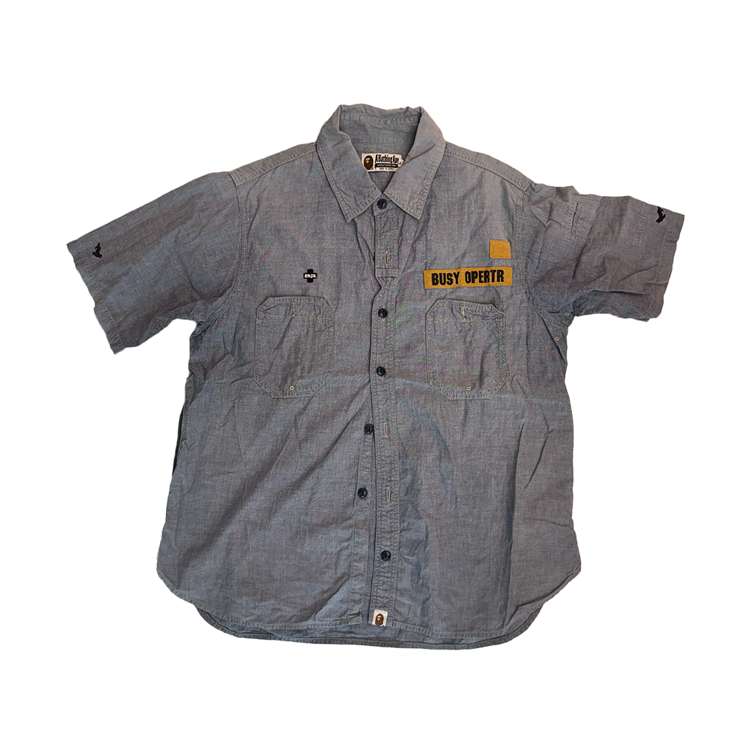 BAPE Busy Oprtr Blue S/S Shirt (L)