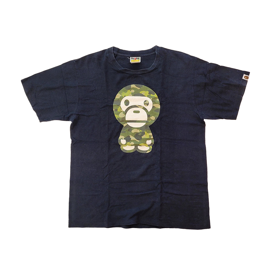 BAPE Green Camo Baby Milo Black Tee (L)