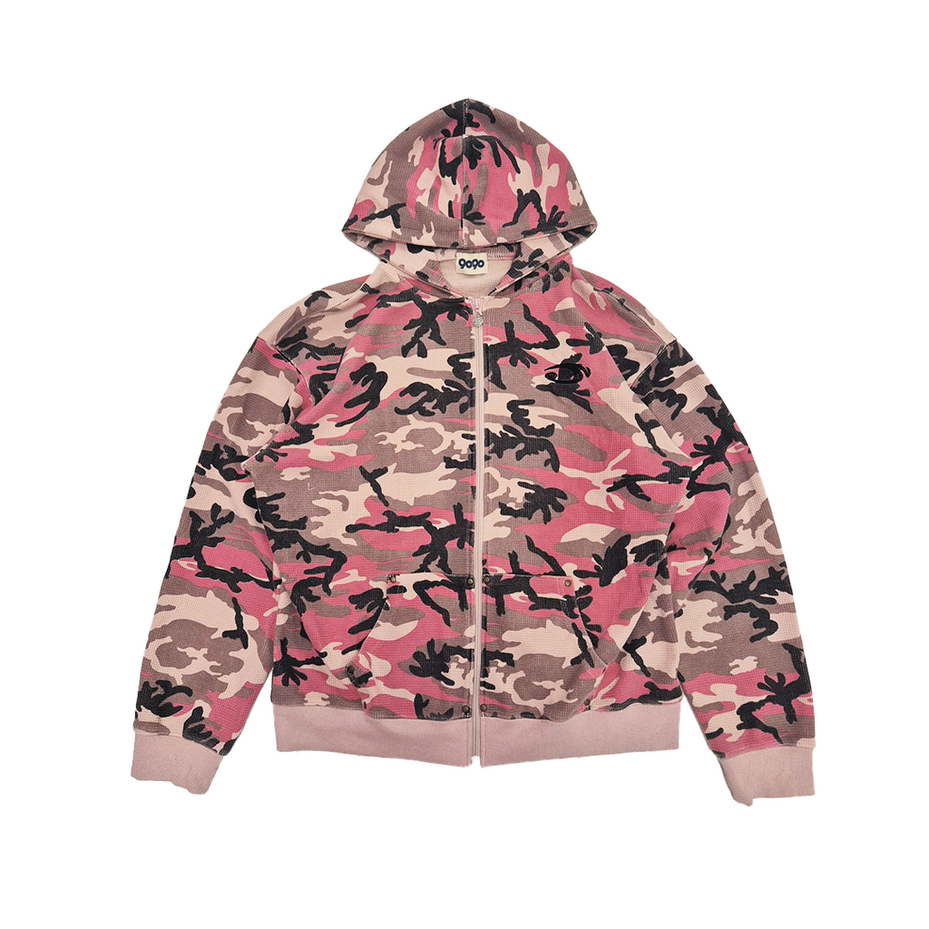 9090 Pink Camo Waffle Zip Hoodie (XL)