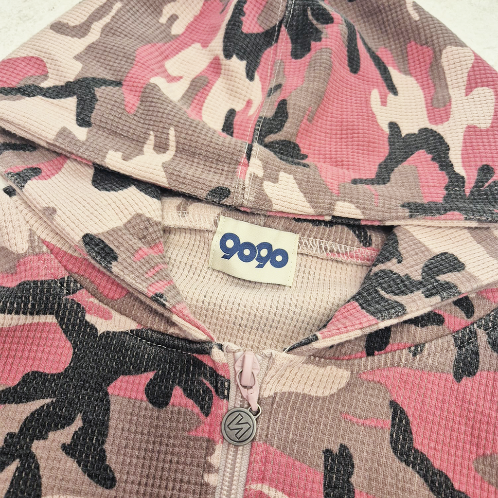 9090 Pink Camo Waffle Zip Hoodie (XL)