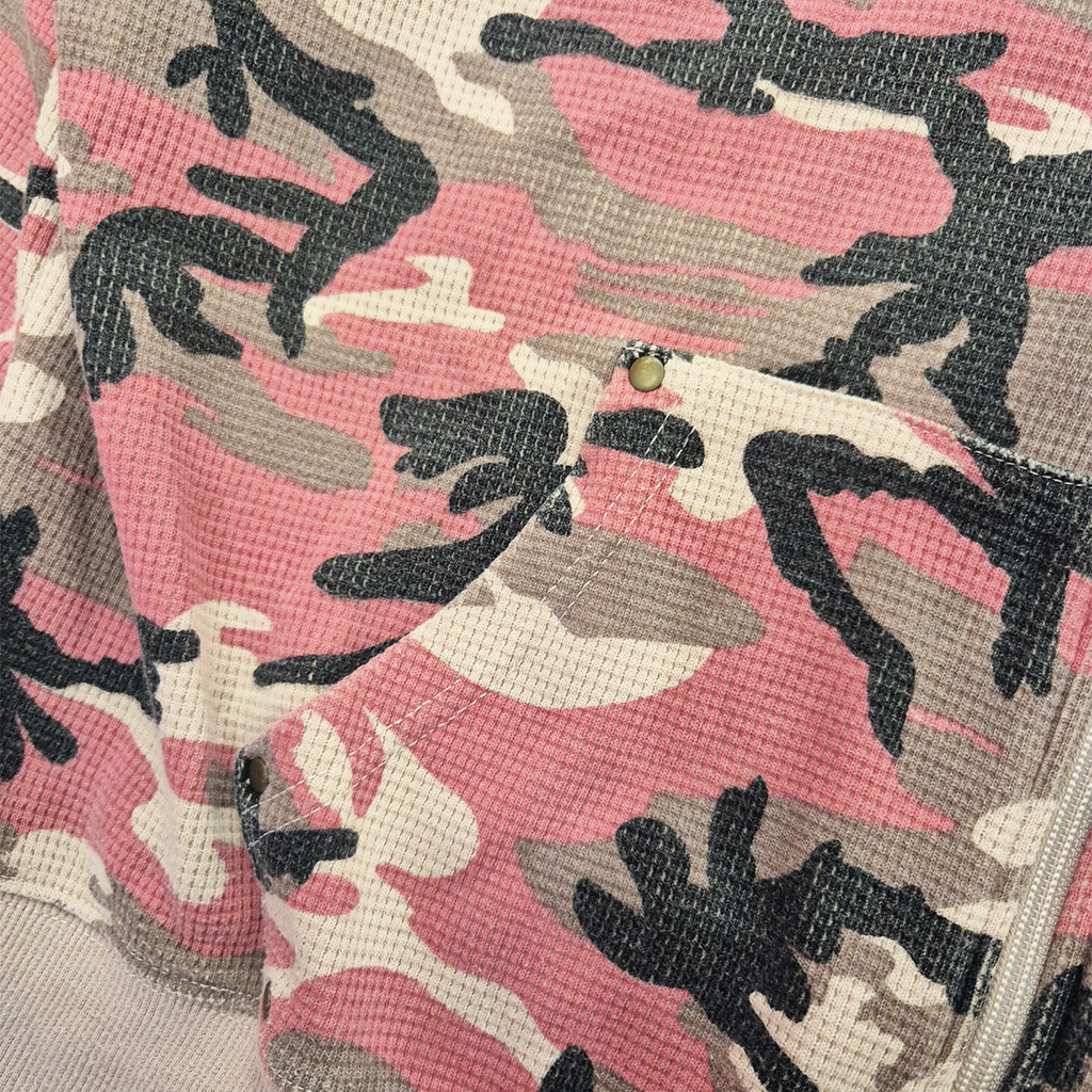 9090 Pink Camo Waffle Zip Hoodie (XL)