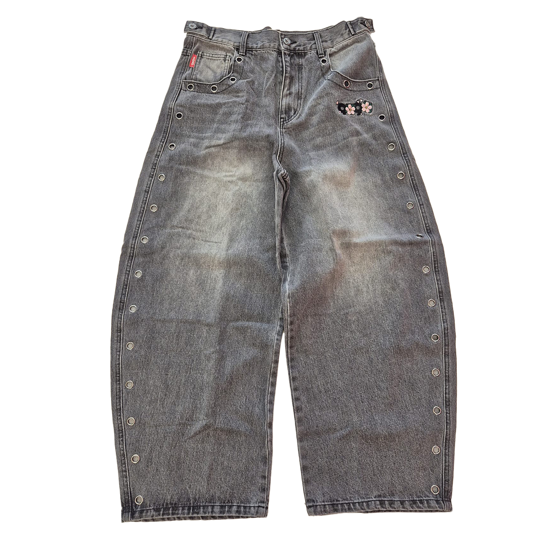 9090 x Death "56 Sentence" Metal Eyelet Baggy Pants (M)