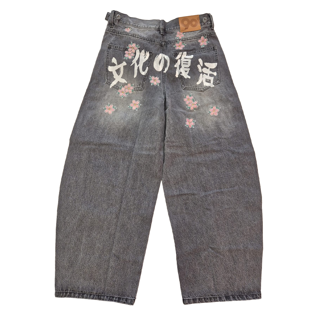 9090 x Death "56 Sentence" Metal Eyelet Baggy Pants (M)