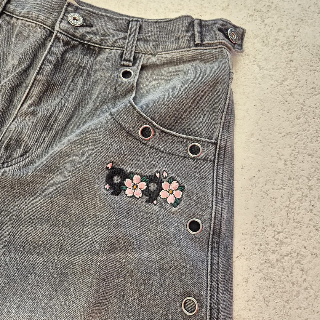 9090 x Death "56 Sentence" Metal Eyelet Baggy Pants (M)