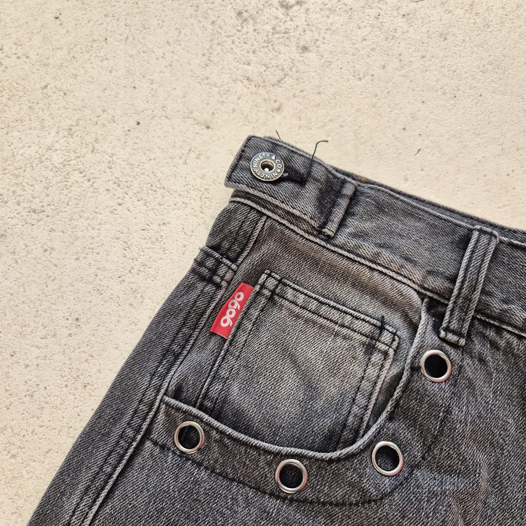 9090 x Death "56 Sentence" Metal Eyelet Baggy Pants (M)