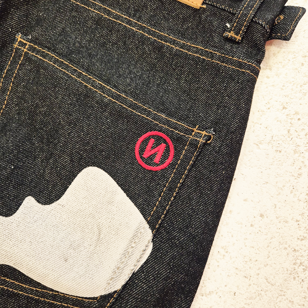 9090 Bone Denim Baggy Pants (S)