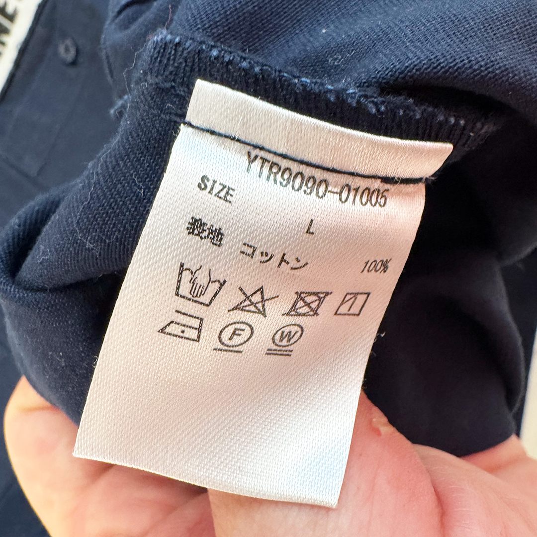 9090 Don't be Fake Navy Crop Button Up Shirt (L)