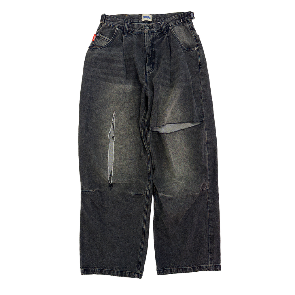 9090 Damaged Grey Baggy Pants (XL)