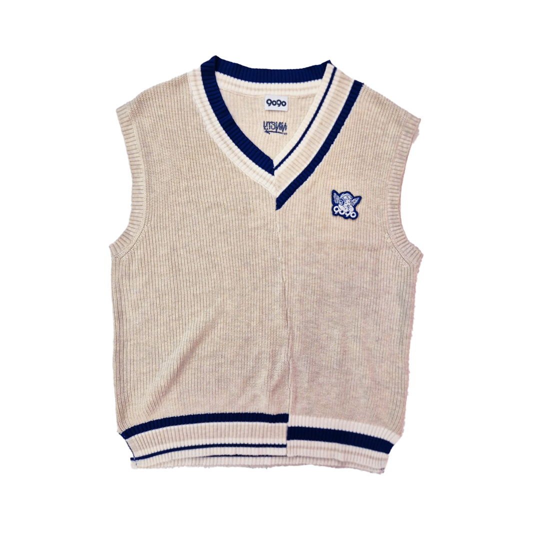9090 Knit Vest V-Neck Sweater Cotton Vest (L)