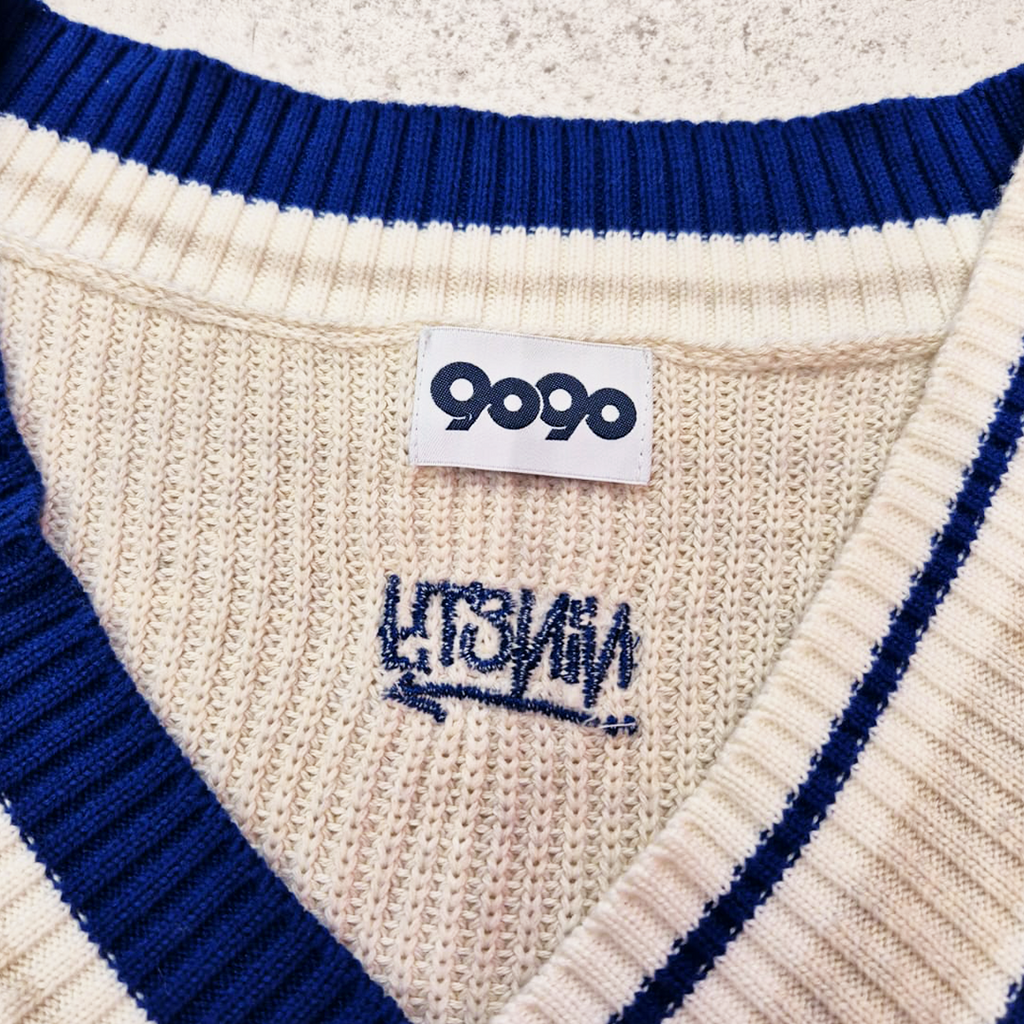 9090 Knit Vest V-Neck Sweater Cotton Vest (L)