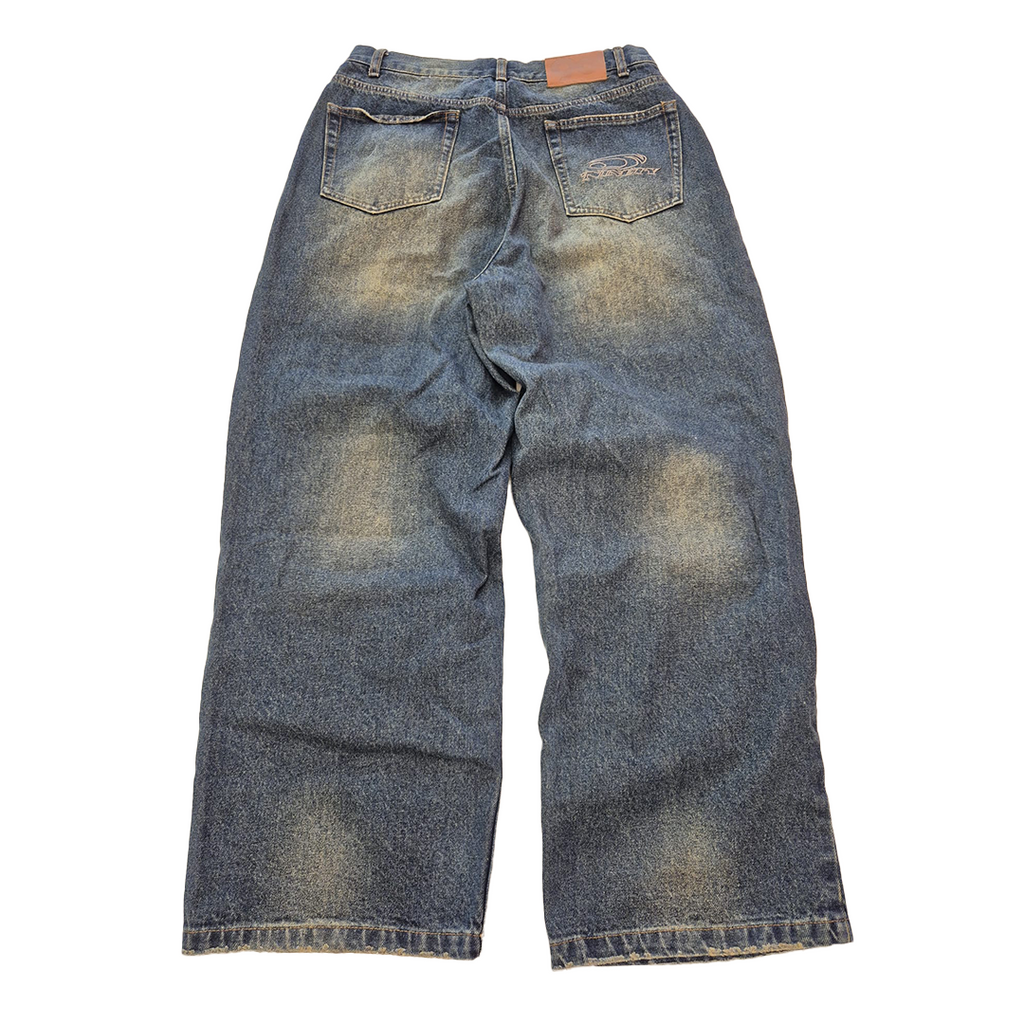 9090 Heisei Logo Baggy Denim Pants (L)