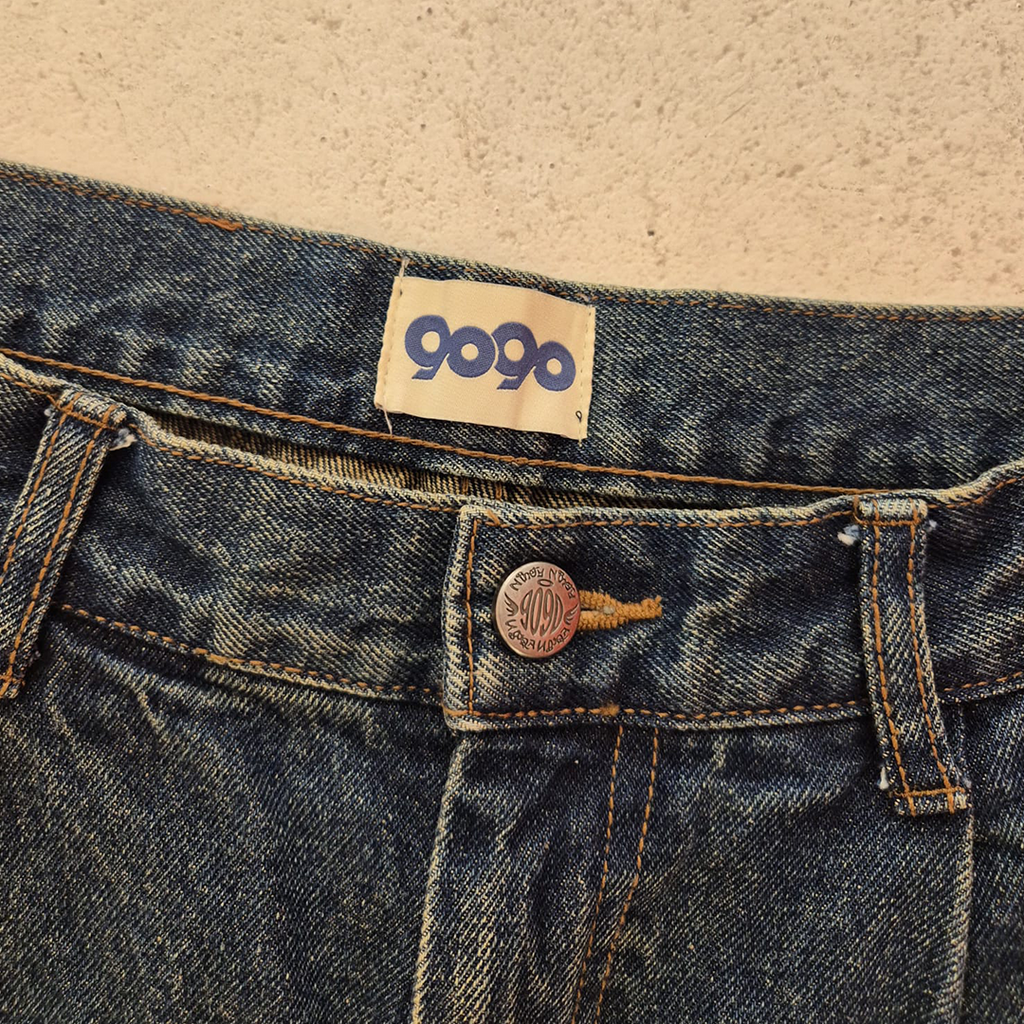 9090 Heisei Logo Baggy Denim Pants (L)