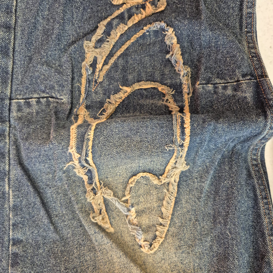 9090 Heisei Logo Baggy Denim Pants (L)