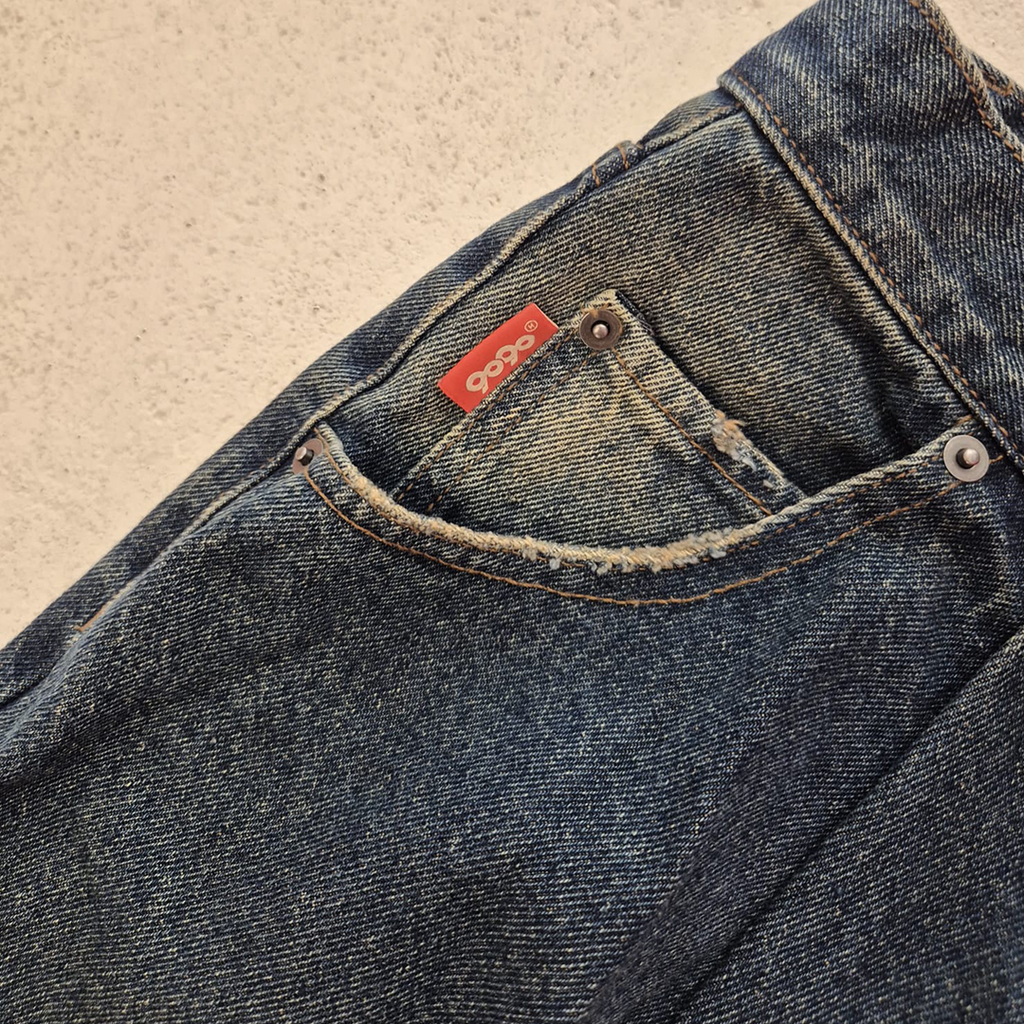 9090 Heisei Logo Baggy Denim Pants (L)