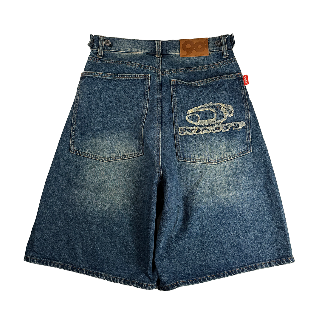 9090 Heisei Blue Distressed Shorts (M)