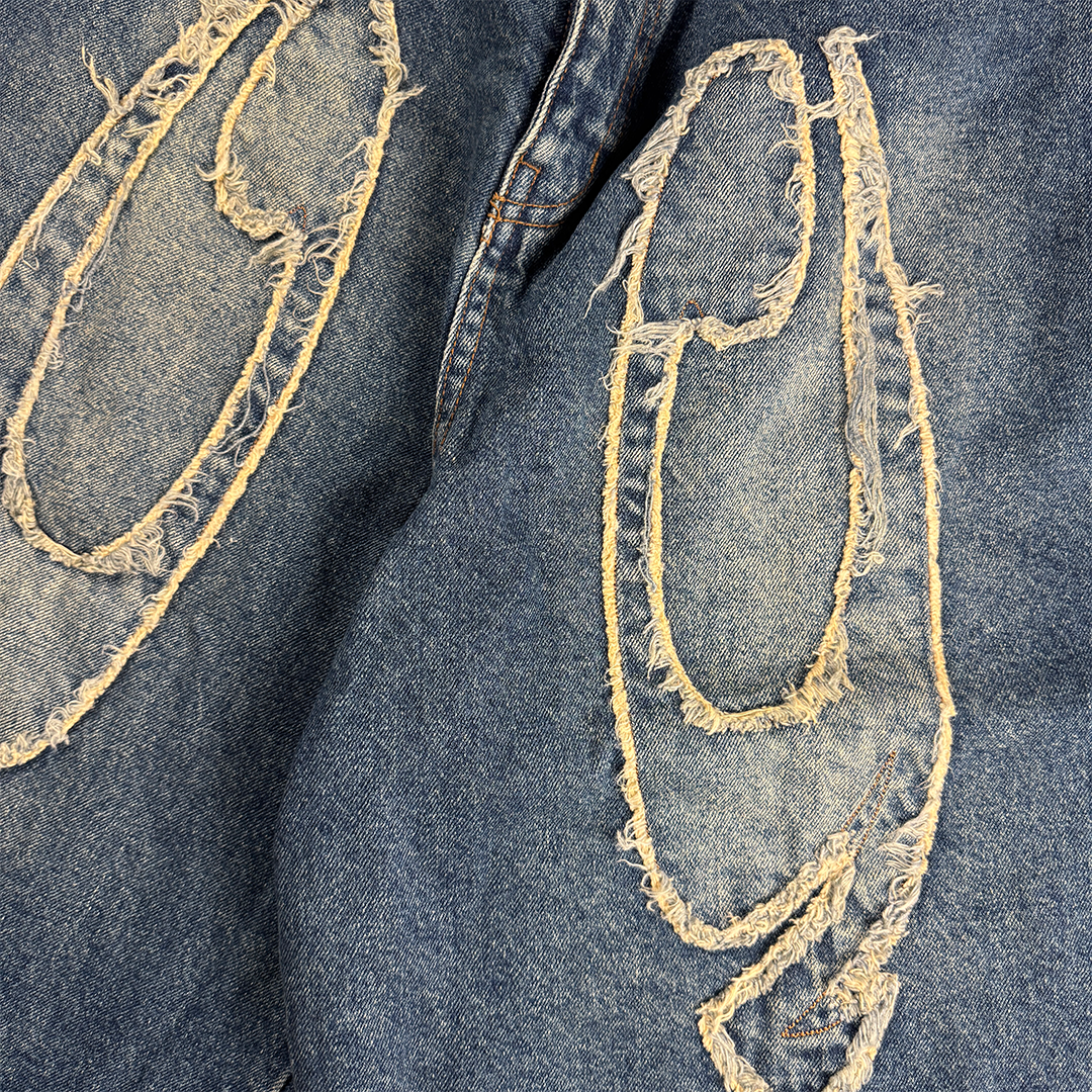 9090 Heisei Blue Distressed Shorts (M)