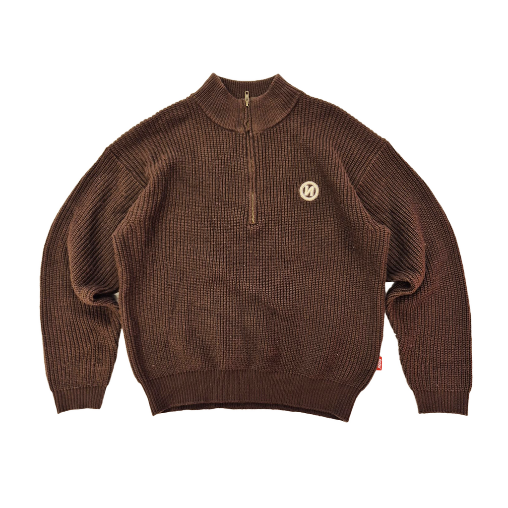 9090 Brown Half-Zip Sweater (L)