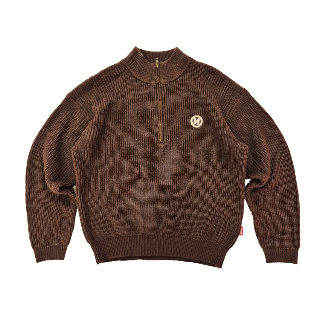 9090 Brown Half Zip Sweater (L)