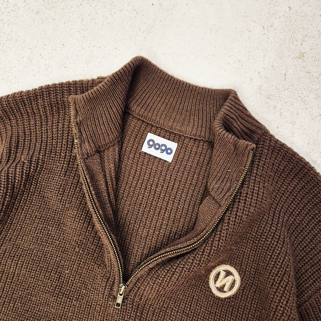 9090 Brown Half Zip Sweater (L)