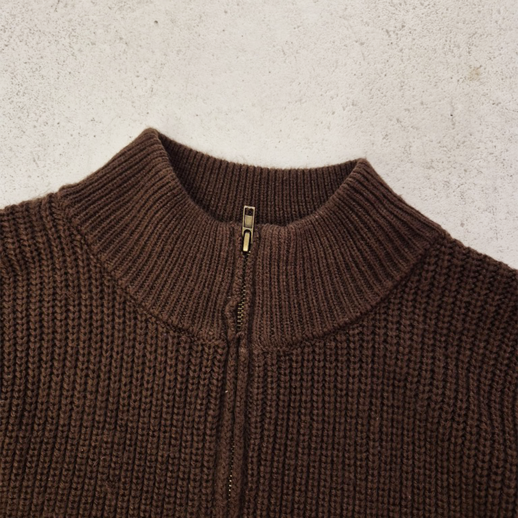 9090 Brown Half-Zip Sweater (L)