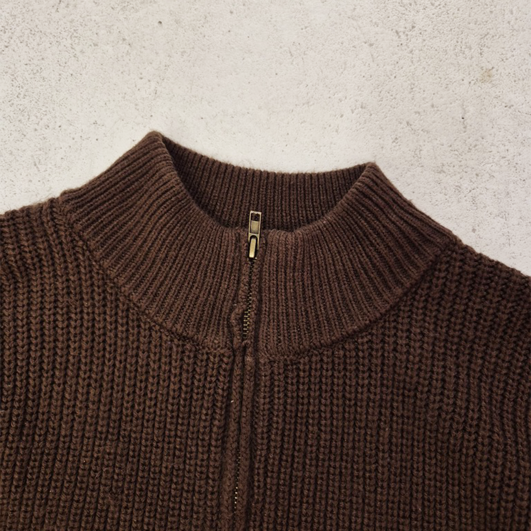9090 Brown Half Zip Sweater (L)