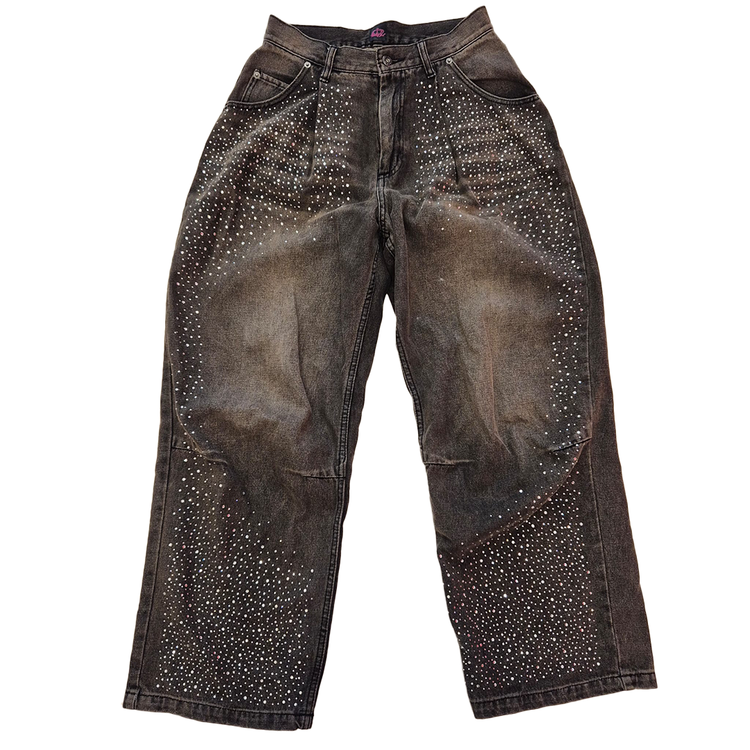 9090 Girl Jewel Dark Baggy Pants (M)