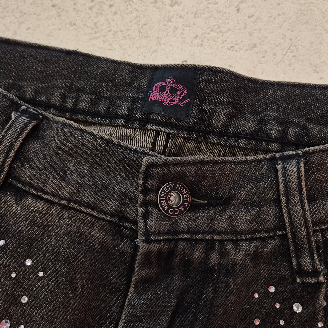 9090 Girl Jewel Dark Baggy Pants (M)