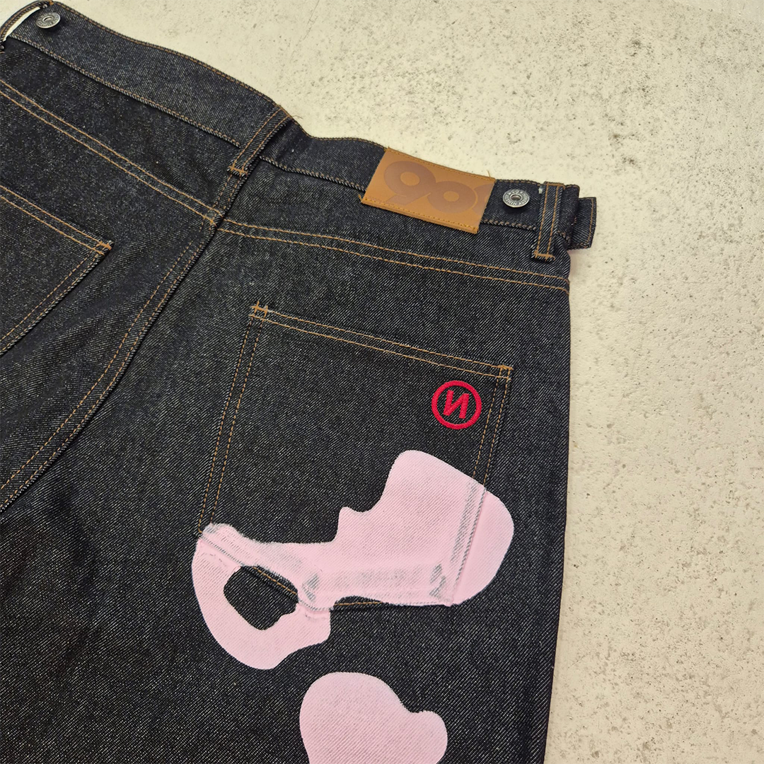 9090 Bone Print Baggy Pants (M)