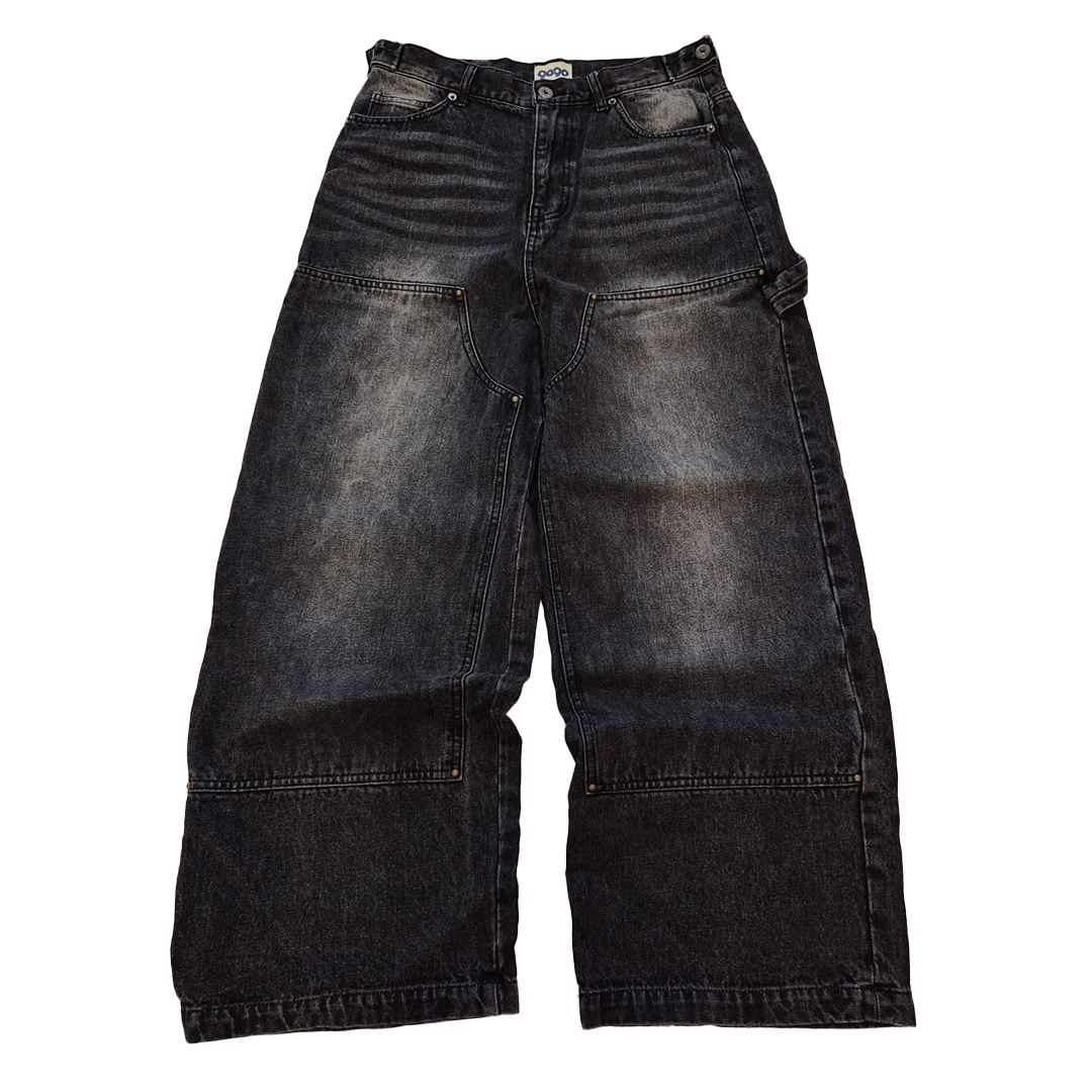 9090 King Logo Black Double Knee Pants (L)