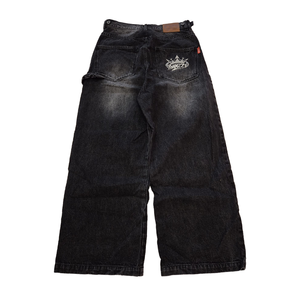 9090 King Logo Black Double Knee Pants (L)