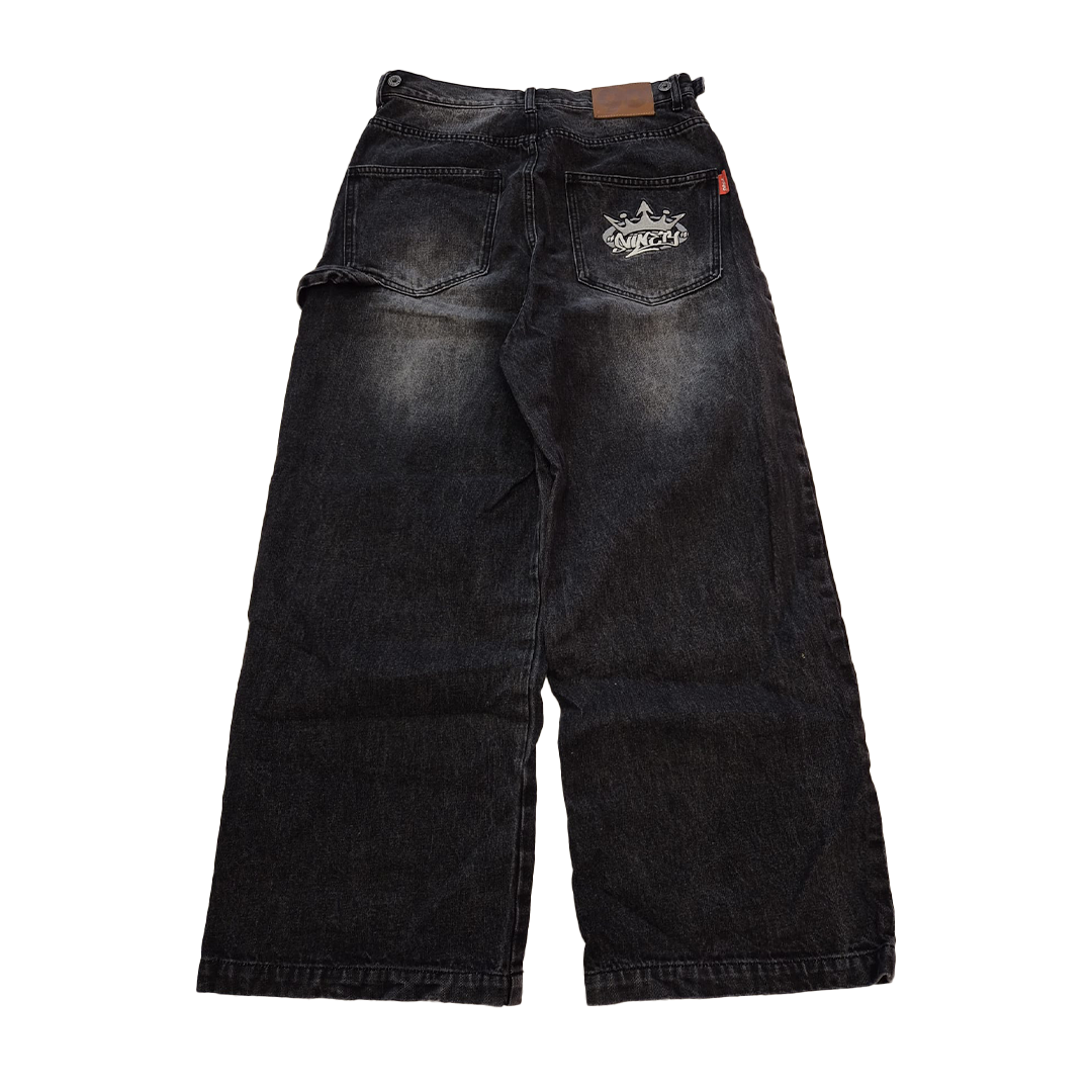 9090 King Logo Black Double Knee Pants (L)