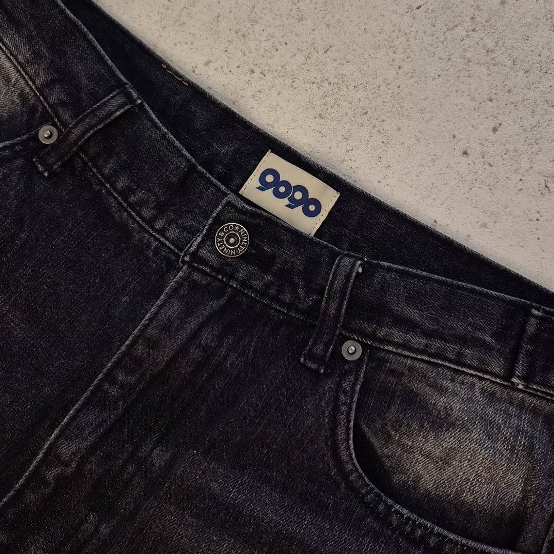 9090 King Logo Black Double Knee Pants (L)