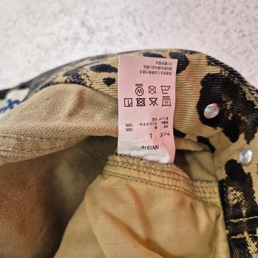 9090 Leopard King Logo Denim Pants (L)
