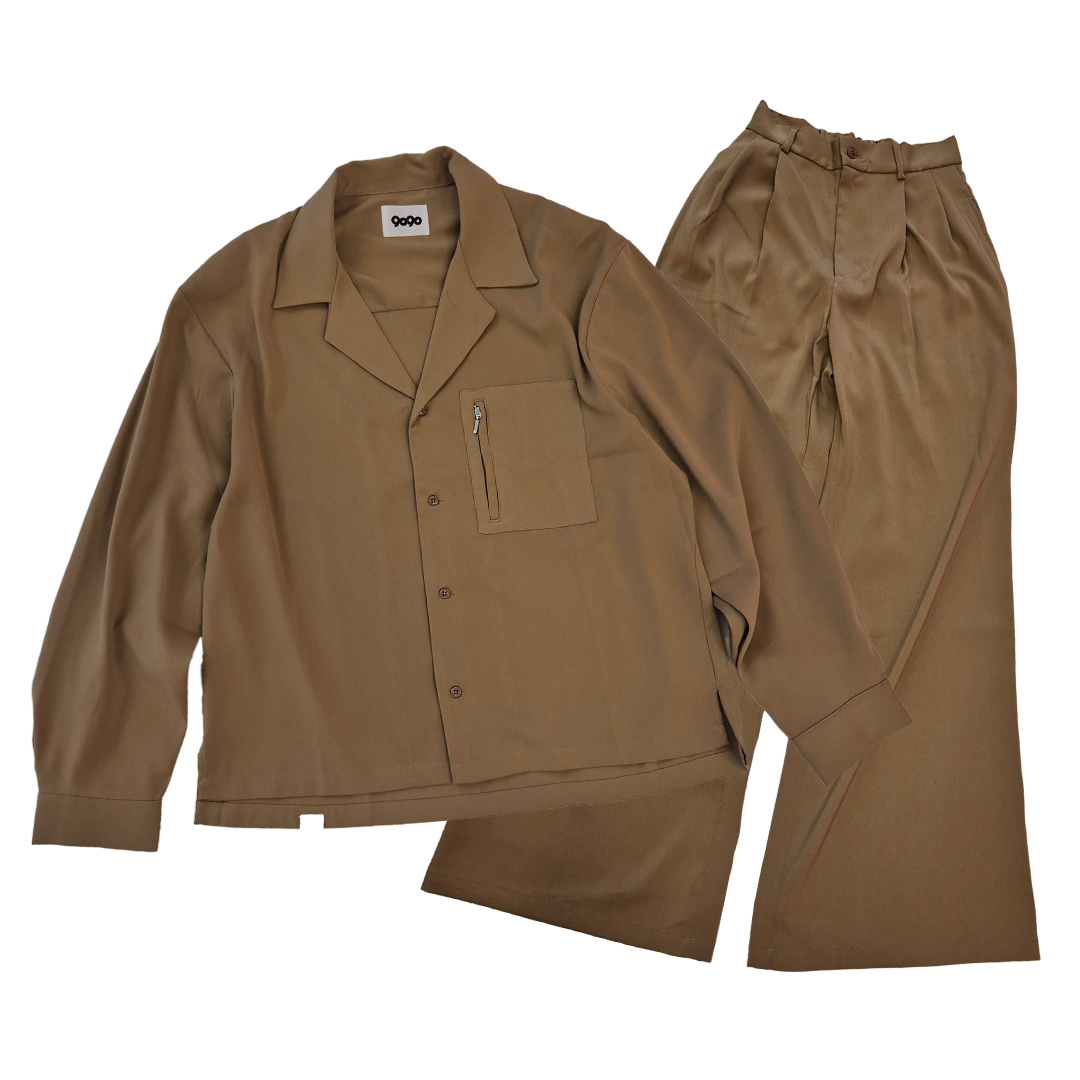 9090 Brown Shirt + Pants Set (One Size)