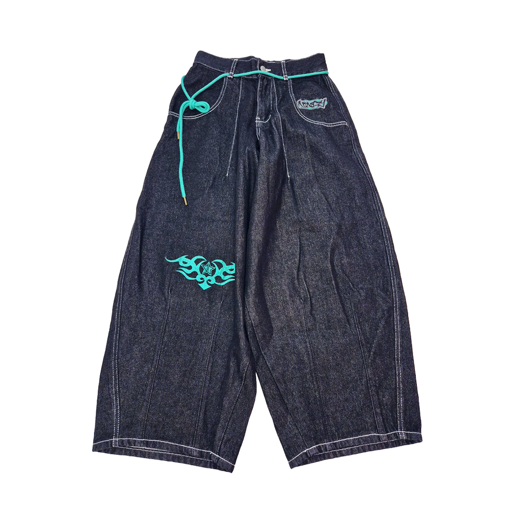 9090 Techno Dark Blue Baggy Pants (M)