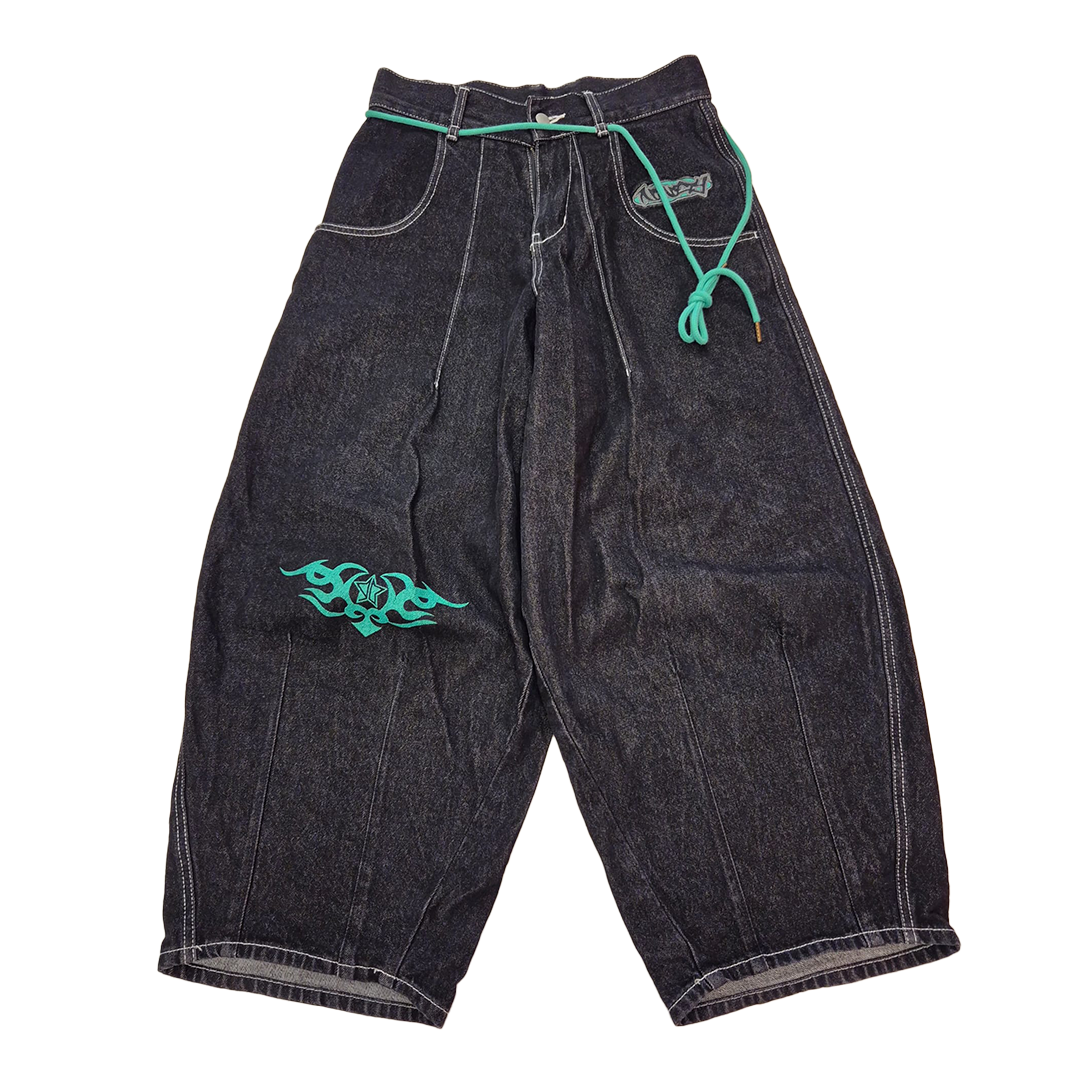 9090 Balloon Techno Black Pants (M)