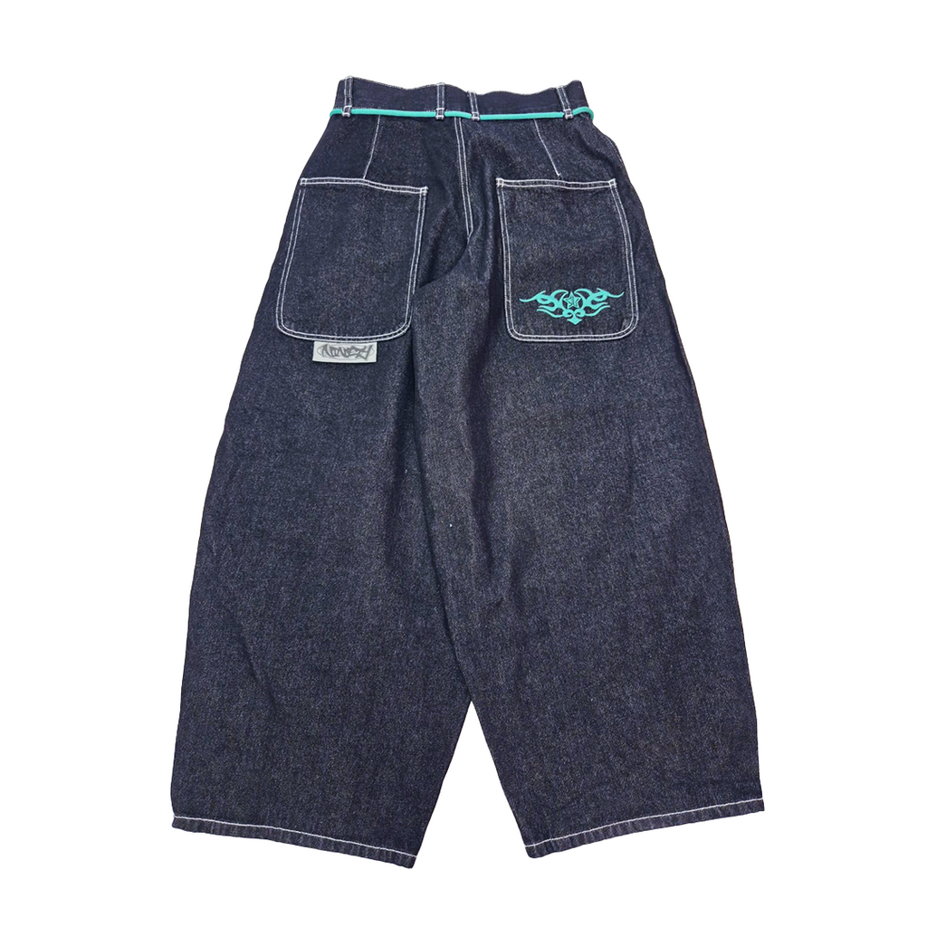 9090 Techno Dark Blue Baggy Pants (M)