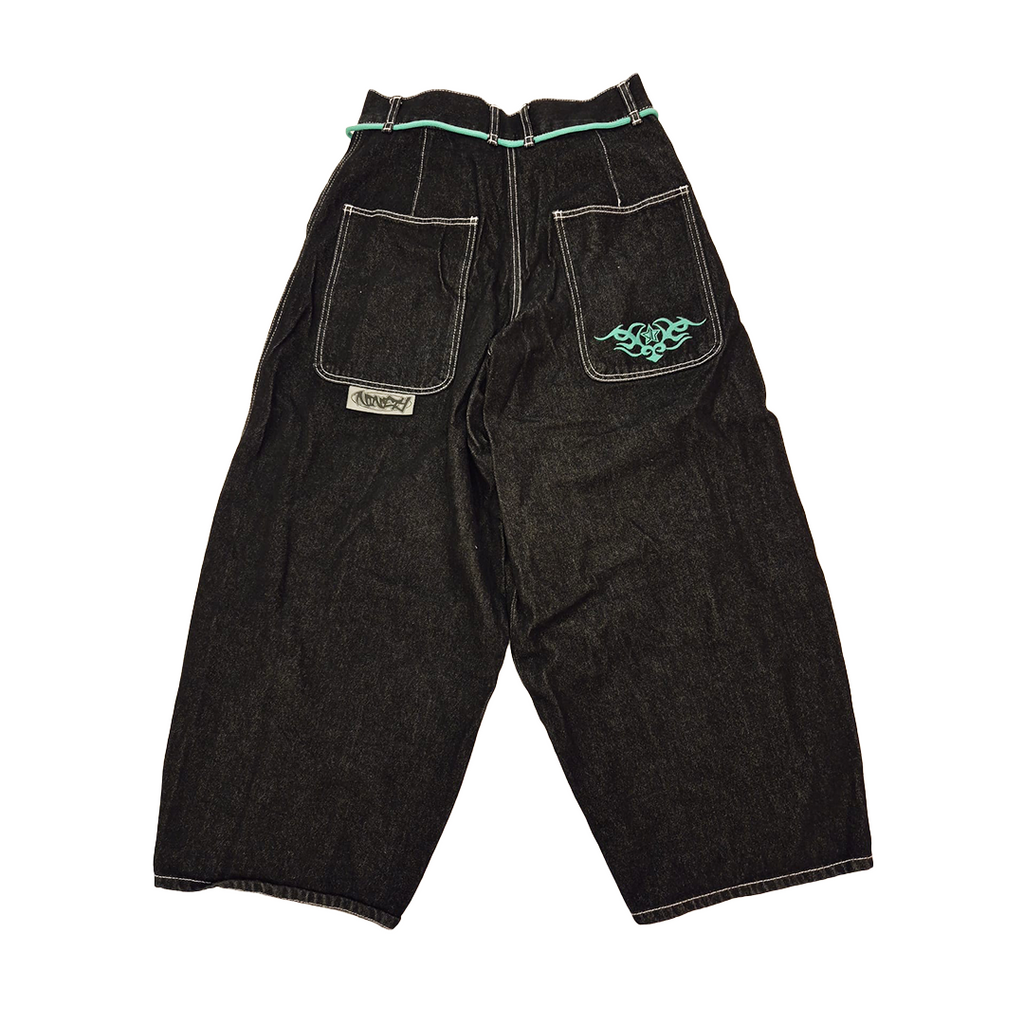 9090 Techno Black Hyper Baggy Pants (L)