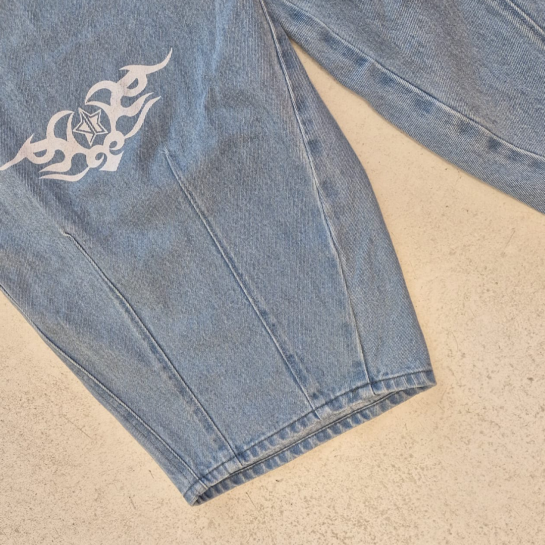 9090 Techno Denim Light Blue Baggy Pants (M)