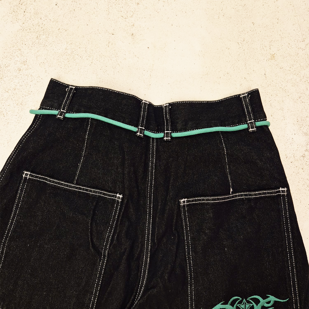 9090 Techno Black Hyper Baggy Pants (L)