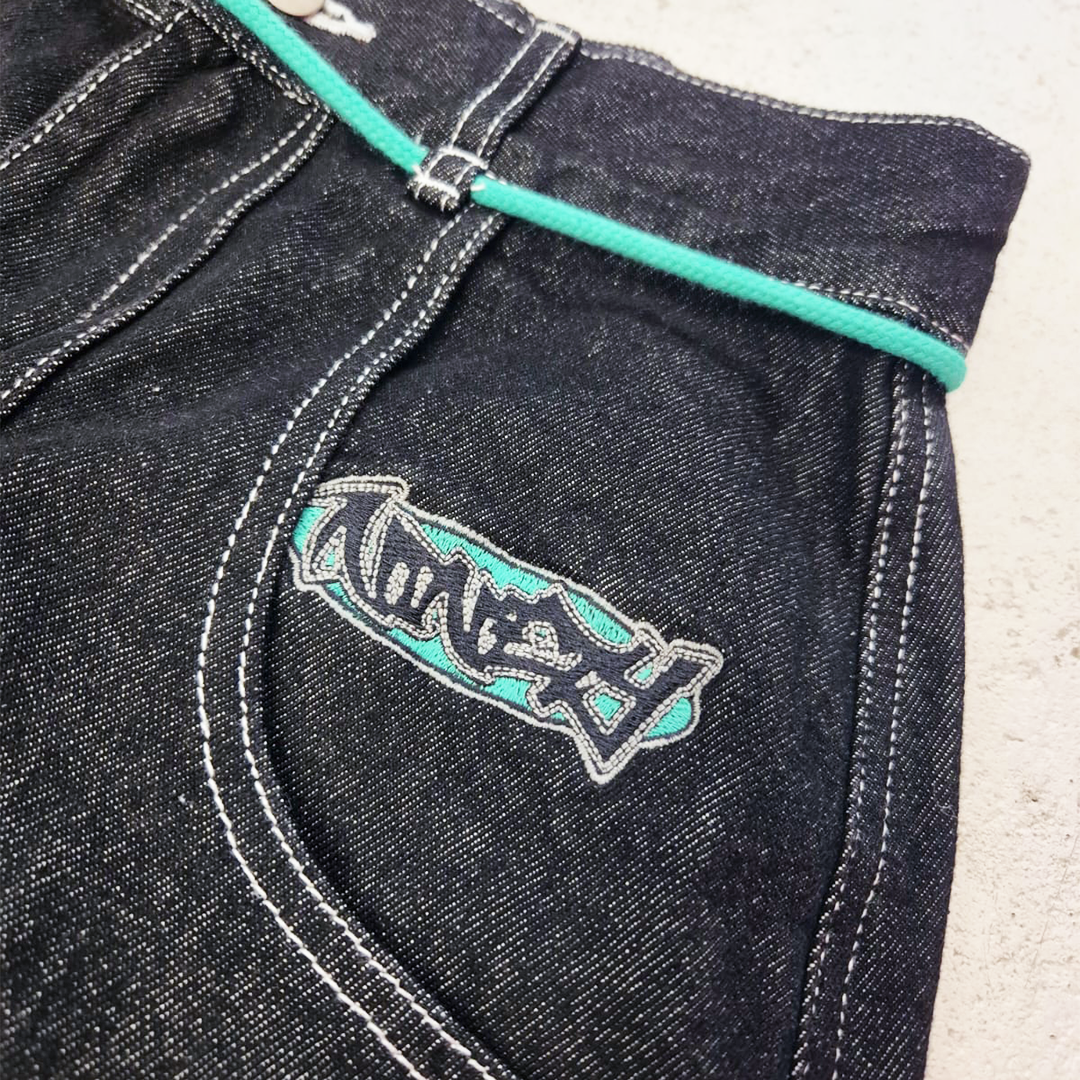 9090 Techno Dark Blue Baggy Pants (M)