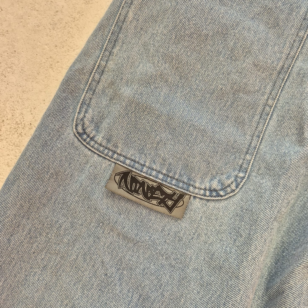 9090 Techno Denim Light Blue Baggy Pants (M)