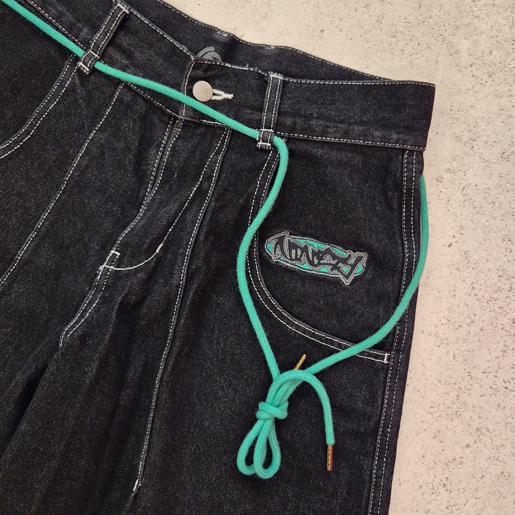 9090 Balloon Techno Black Pants (M)