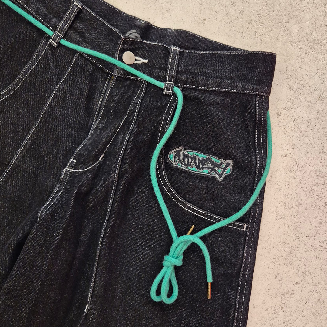 9090 Balloon Techno Black Pants (M)