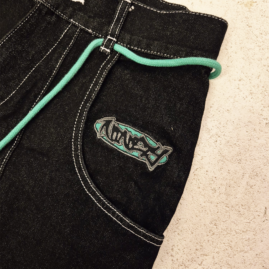 9090 Techno Black Hyper Baggy Pants (L)