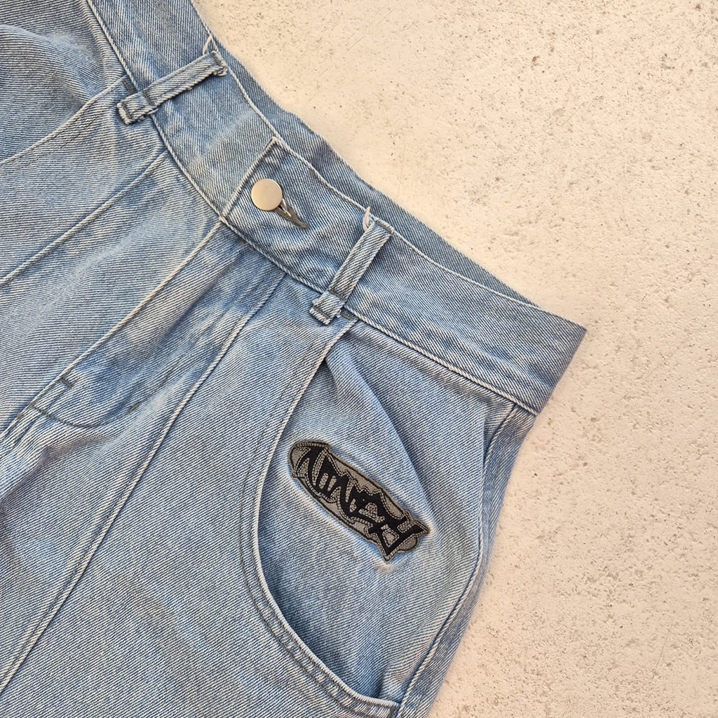 9090 Techno Denim Light Blue Baggy Pants (M)