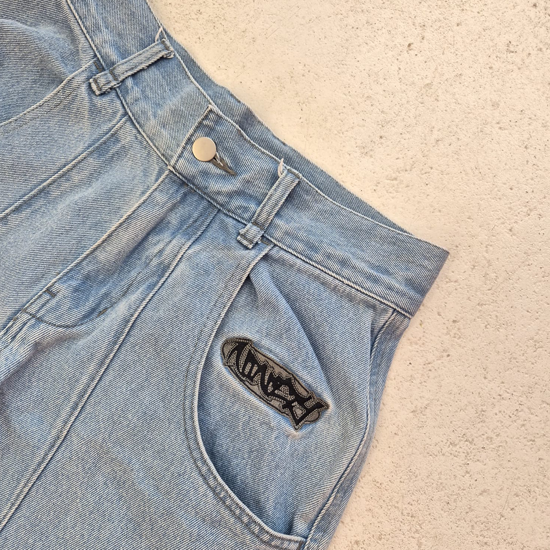 9090 Techno Denim Light Blue Baggy Pants (M)