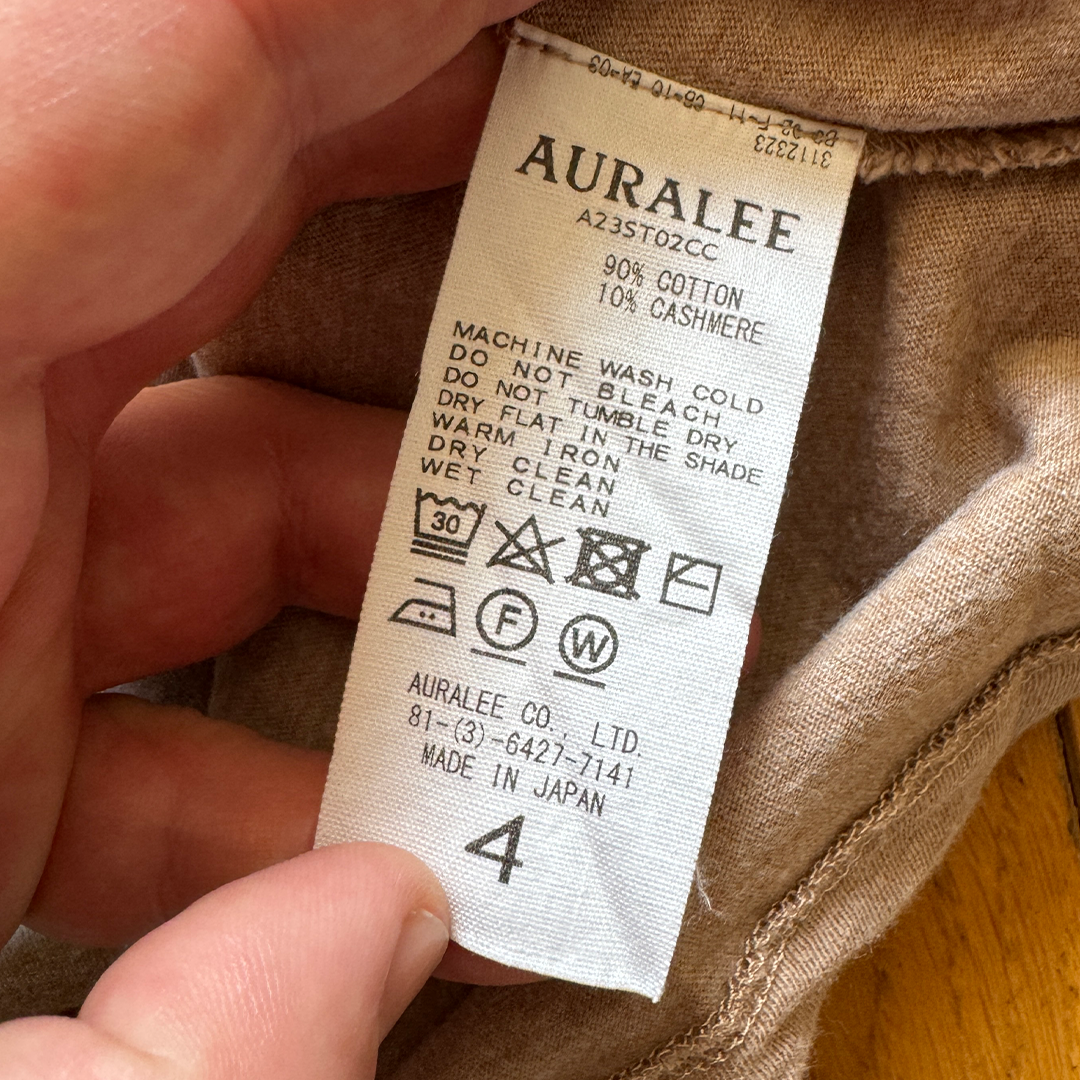 Auralee Hard Twist Cotton Cashmere Brown Tee (4)