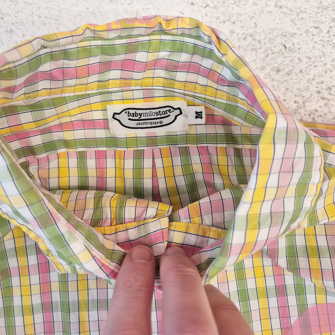 BAPE Baby Milo Vintage Button Up Long Sleeve Multicolor Shirt (M)